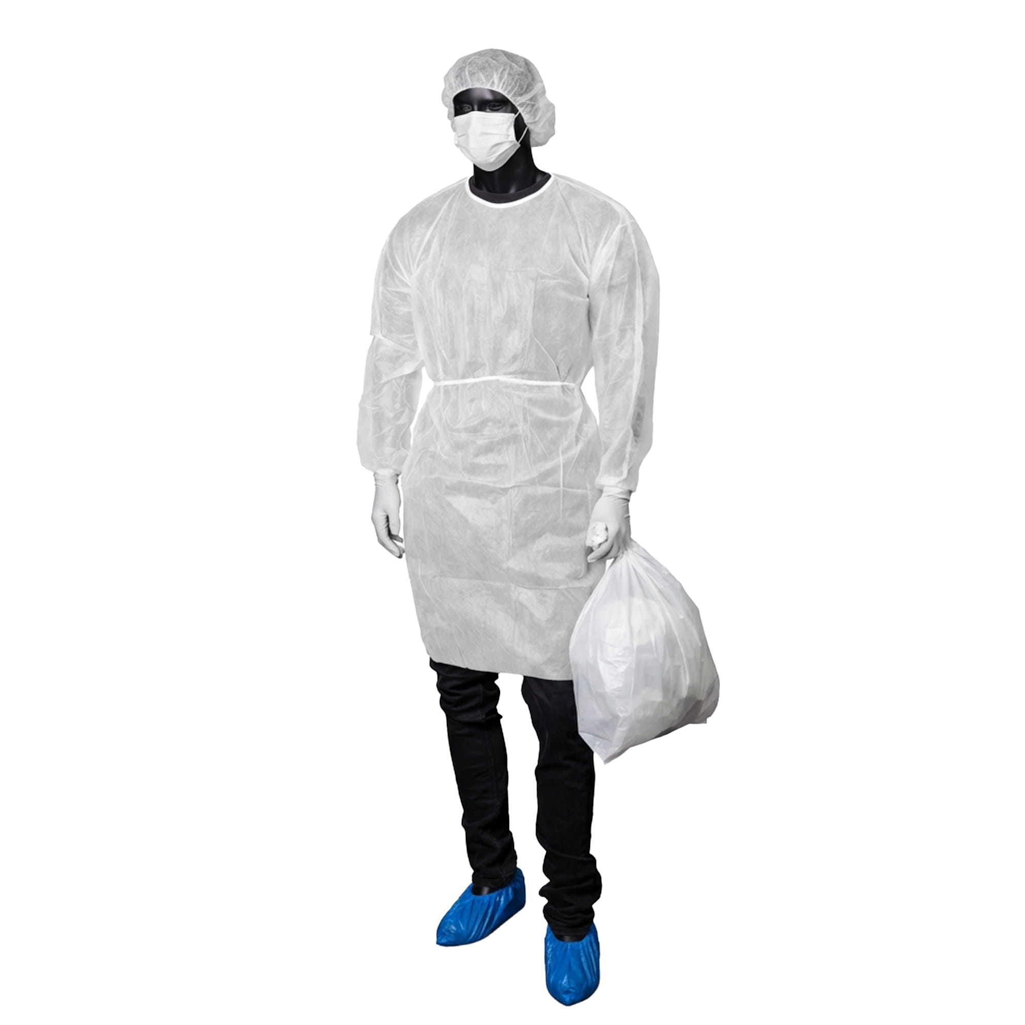 Hygiene-Set, SMS-Kittel, Gesichtsmaske, Barretthaube, Nitrilhandschuhe, PE Überziehhandschuhe, Schürze, Müllbeutel, Safe Comfort