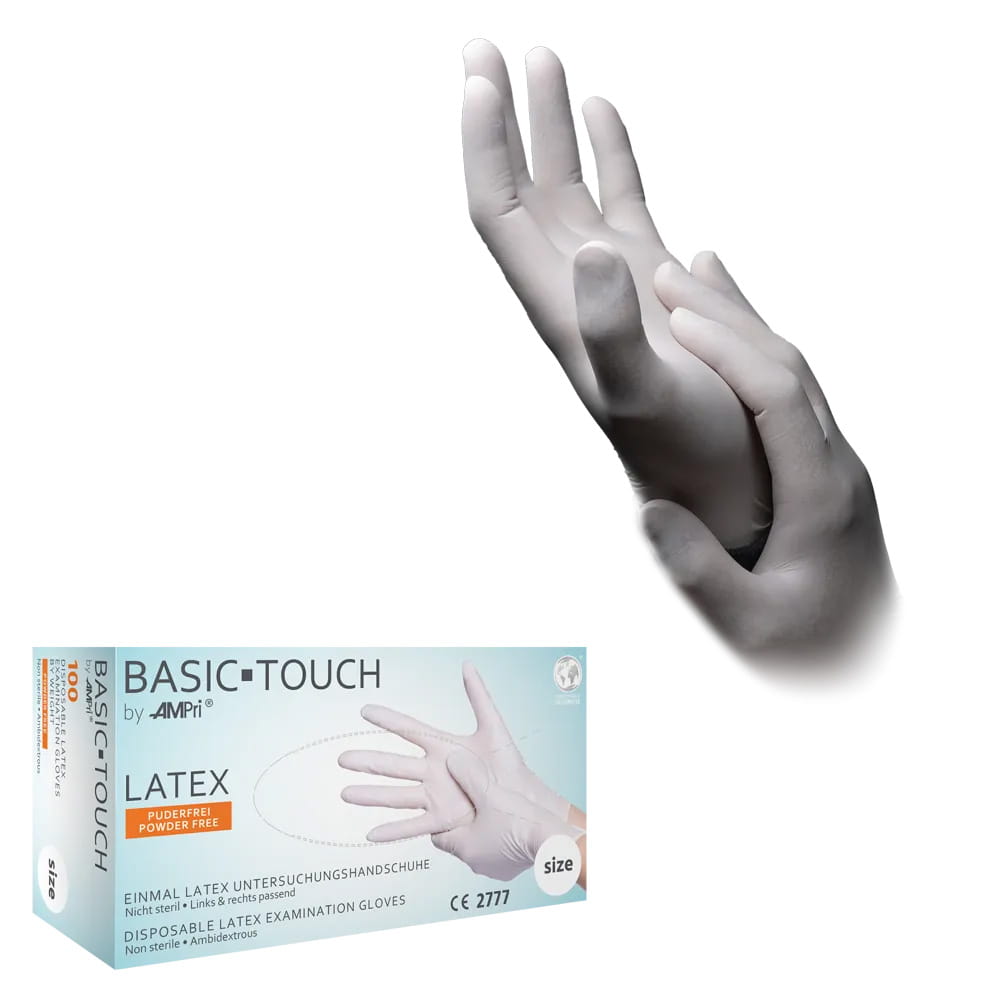 Latexhandschuhe, weiß, Größe S, puderfrei, Basic-Touch Latexhandschuhe, weiß, Größe S, puderfrei, Basic-Touch