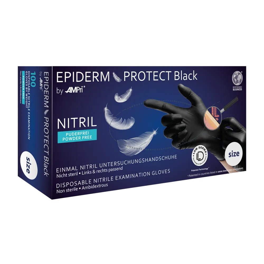 Nitrilhandschuhe, schwarz, Größe XL, puderfrei, Epiderm Protect Black by Med-Comfort