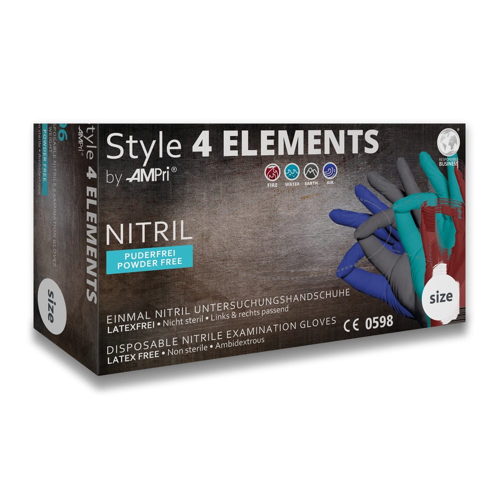 Nitrilhandschuhe, bunt, Farbenmix, Größe M, puderfrei, Style 4 Elements by AMPri