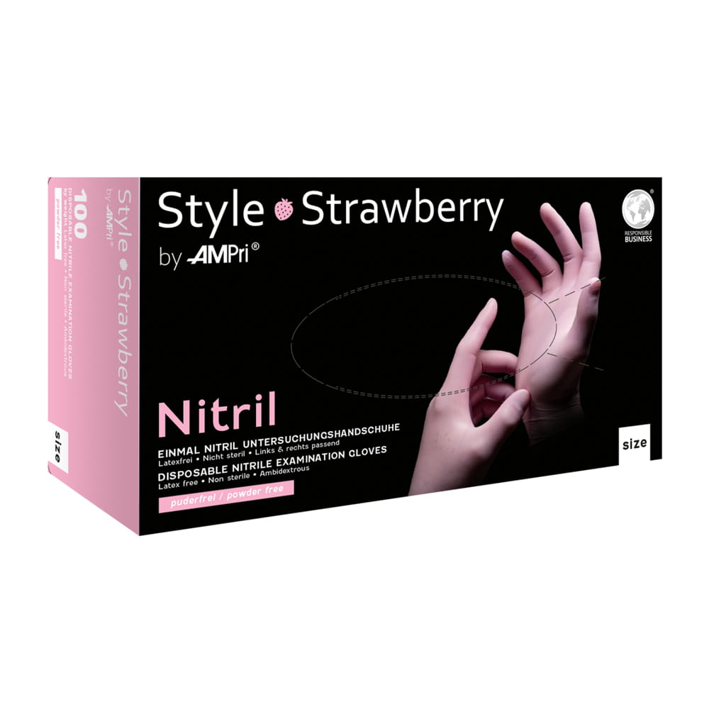 Nitrilhandschuhe, rosa, Größe M, puderfrei, Style Strawberry by Med-Comfort