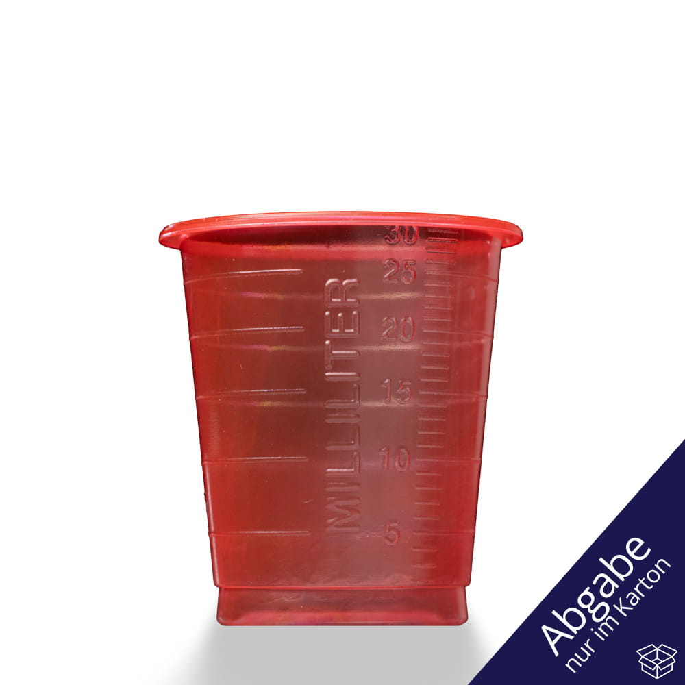 PP Eco Einmal Medizinbecher, 30 ml, graduiert, rot, Med-Comfort Eco