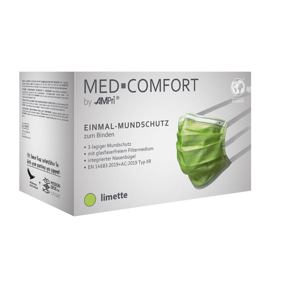OP Maske zum Binden, grün, limette, grün, Typ IIR, Med-Comfort
