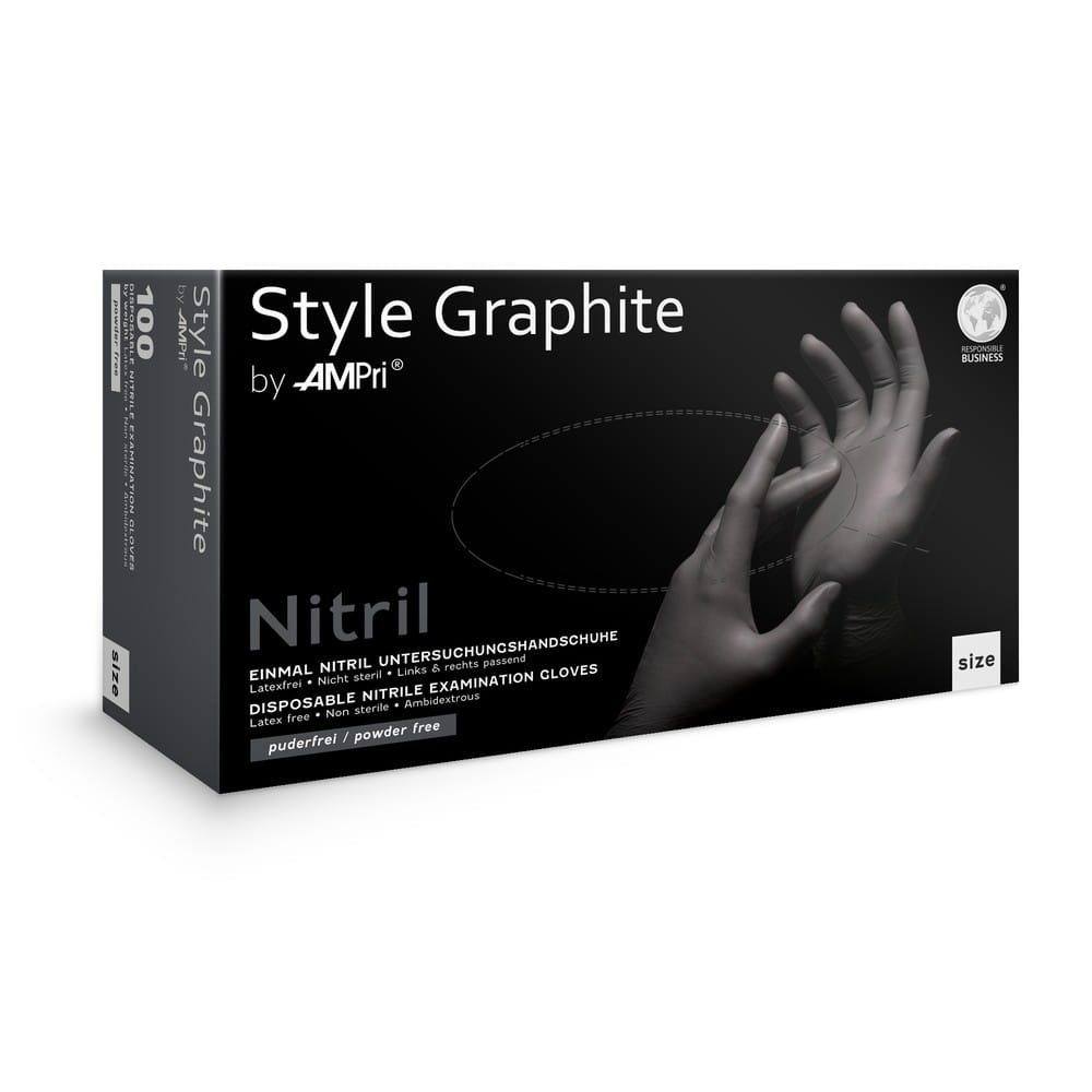 Nitrilhandschuhe, anthrazit, Größe XS, puderfrei, Style GRAPHITE by Ampri