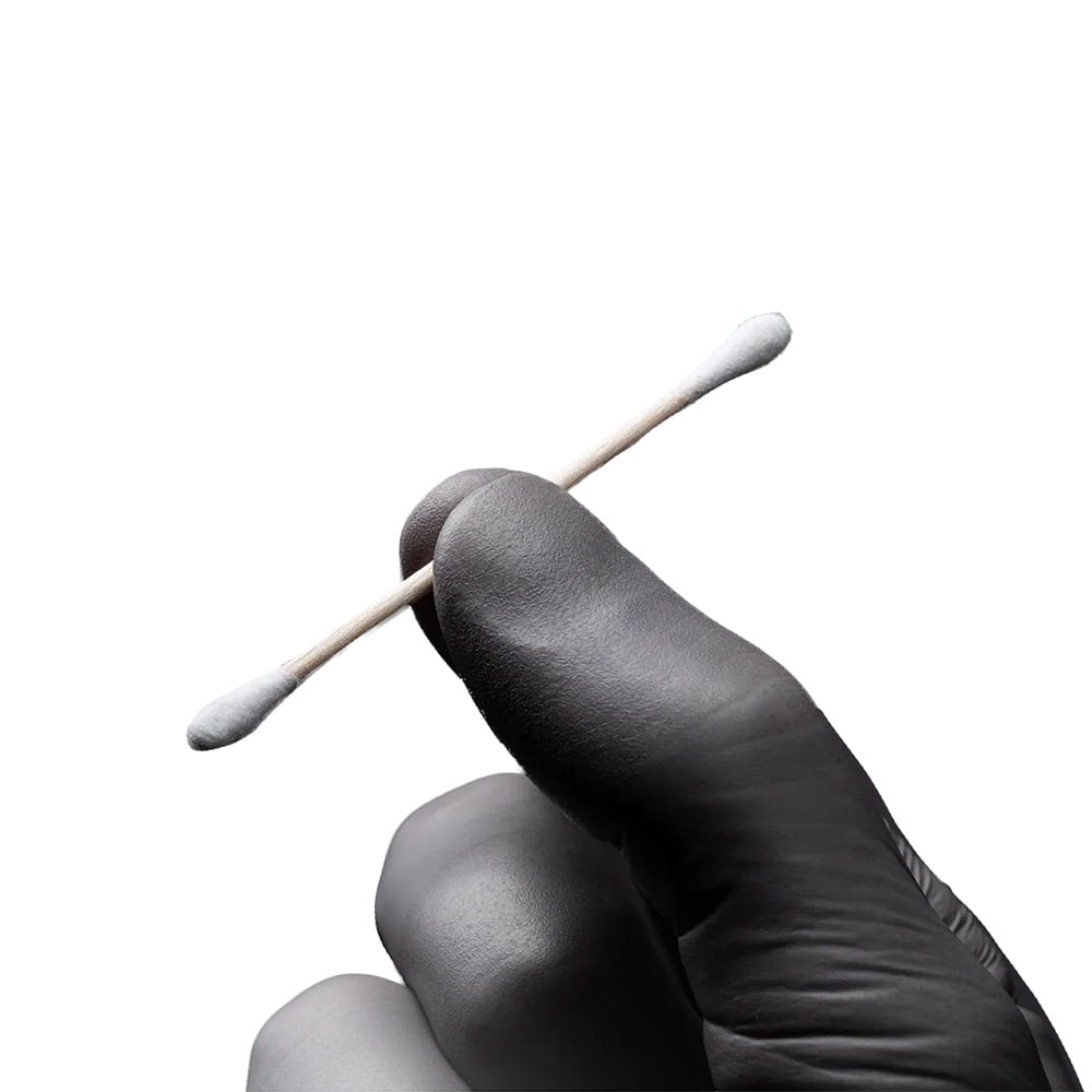 Einmal Holzstab Wattestäbchen Box, 73 mm, Naturholz, Baumwolle, Top-Comfort