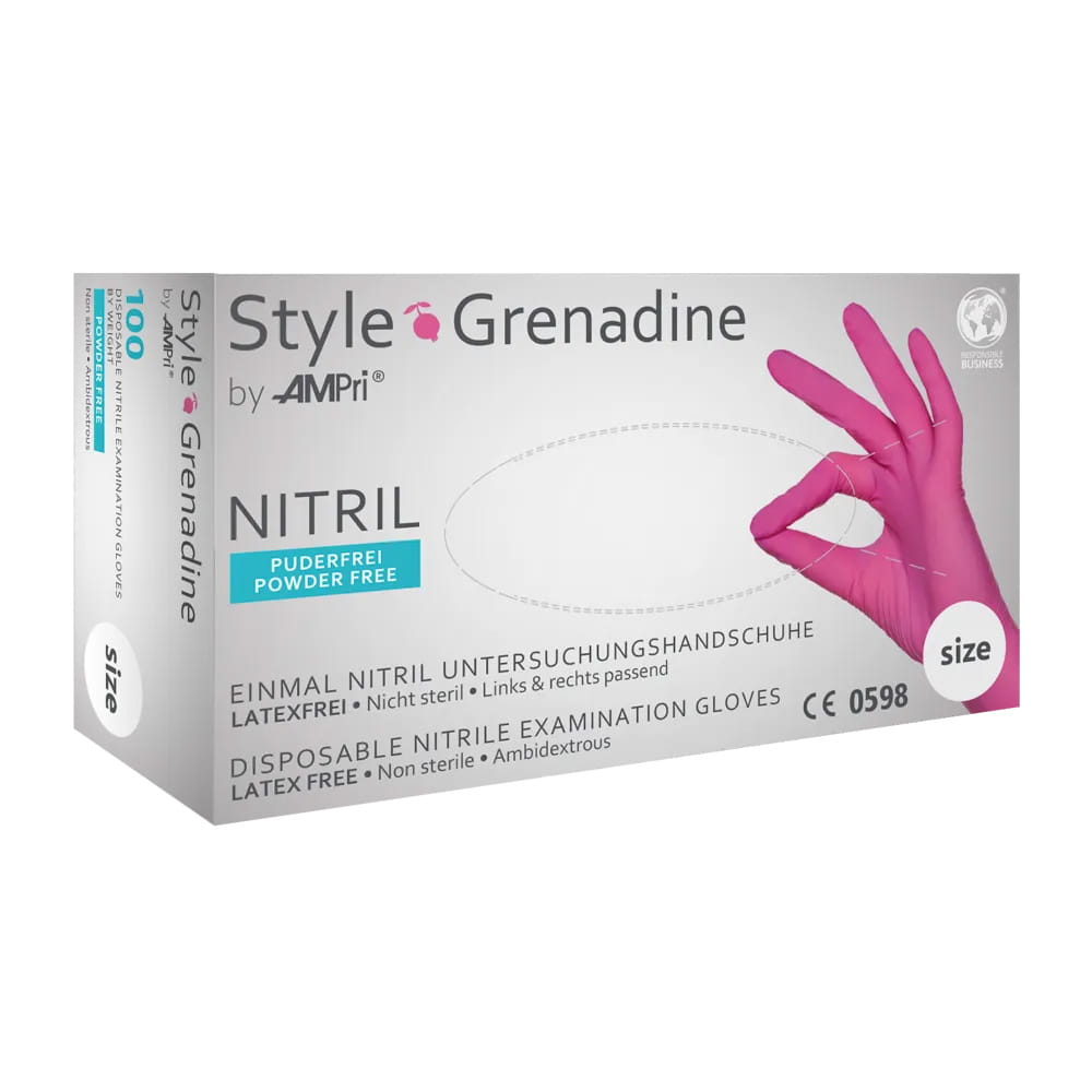 Nitrilhandschuhe, magenta, pink, Größe M, puderfrei, Style Grenadine by Med-Comfort