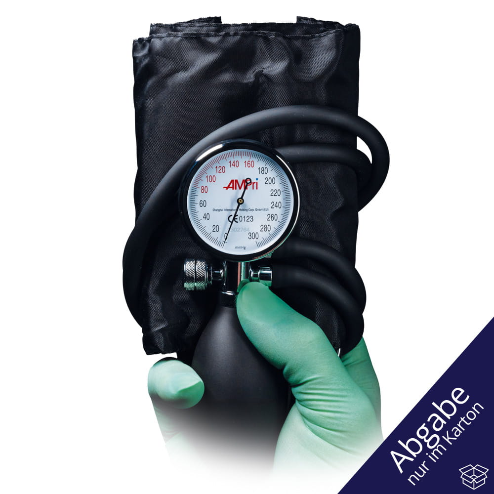 Oberarm Aneroid Blutdruckmessgerät, schwarz, Manschette mit Bügelring, Med-Comfort