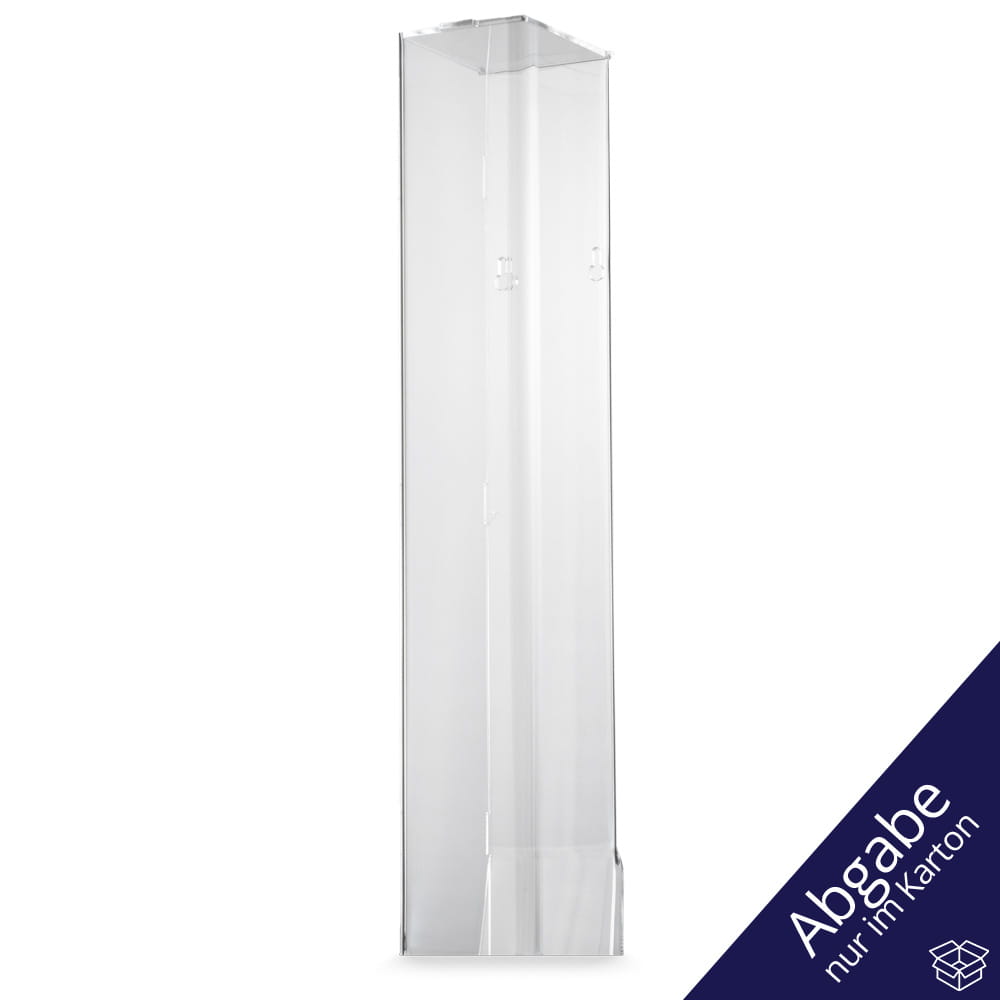 Spender für 100 Mundspülbecher, 44 x 7,8 x 7,8 cm, transparent, milchig, Acryl