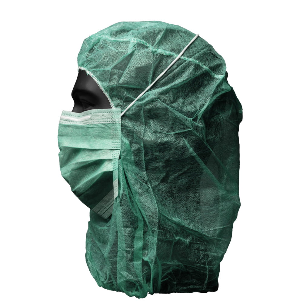 Astronautenhaube mit Mundschutz, grün, Med-Comfort