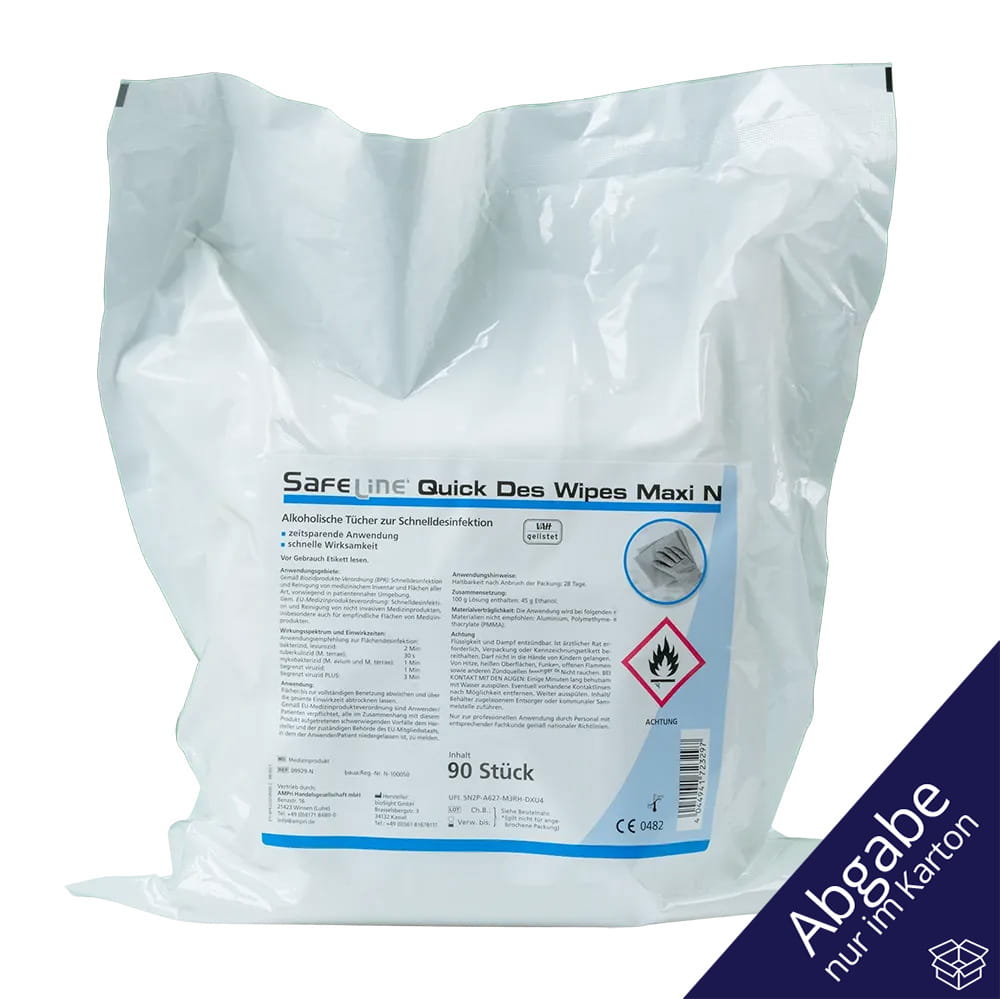 Desinfektionstücher, Maxi Set, im Standbodenbeutel, Safeline Quick Des Wipes