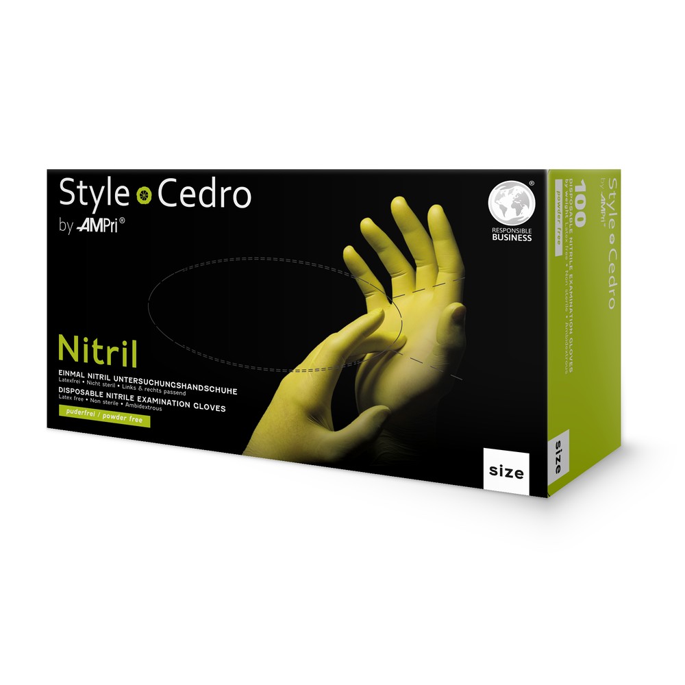 Nitrilhandschuhe, cedro, grün, Größe M, puderfrei, Style cedro by Med-Comfort