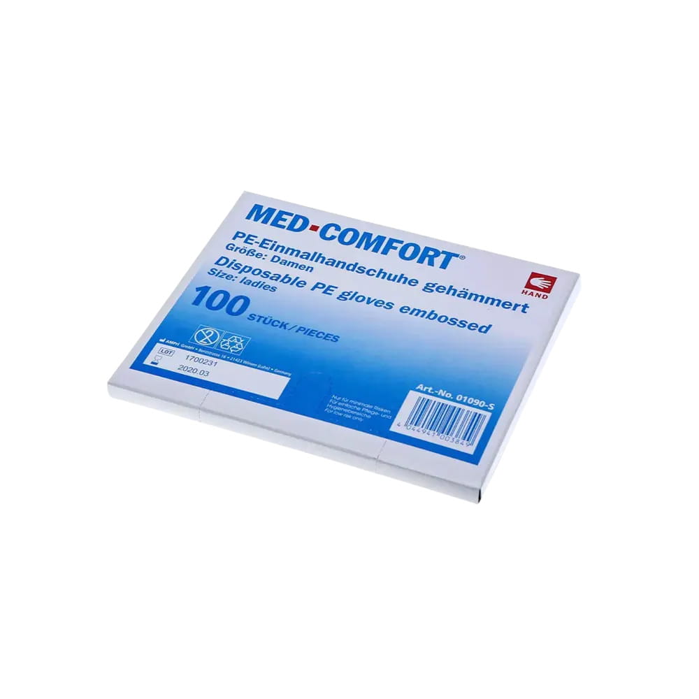 PE Handschuh, transparent, milchig, Größe S (Damen), gehämmert, Med-Comfort