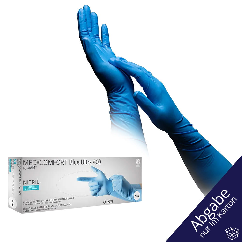 Nitrilhandschuhe, blau, Größe XXL, puderfrei, Med-Comfort Ultra 400