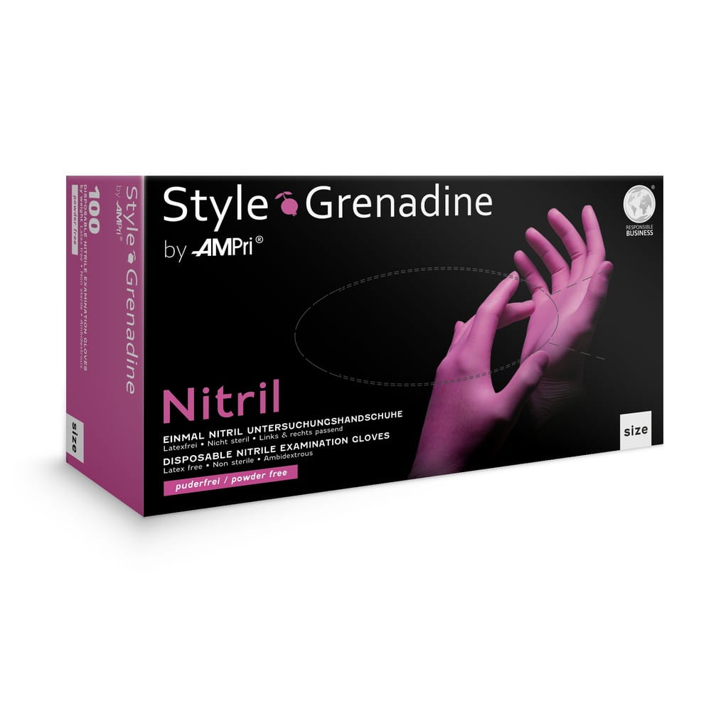 Nitrilhandschuhe, magenta, pink, Größe XL, puderfrei, Style Grenadine by Med-Comfort