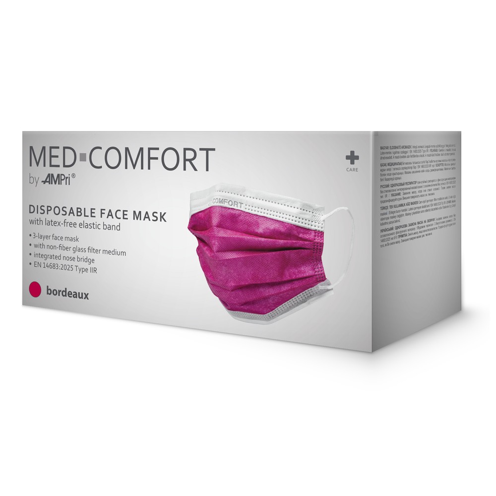 OP Maske, rot, bordeaux, Typ IIR, Med-Comfort