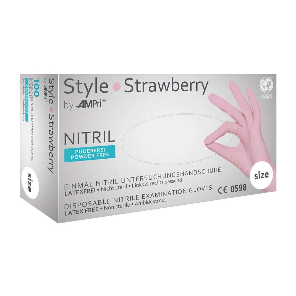 Nitrilhandschuhe, rosa, Größe M, puderfrei, Style Strawberry by Med-Comfort Nitrilhandschuhe, rosa, Größe M, puderfrei, Style Strawberry by Med-Comfort