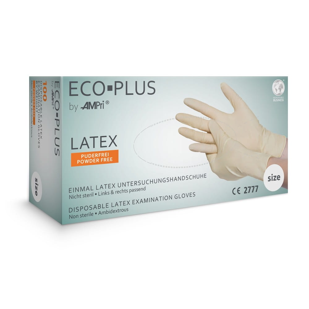 Latexhandschuhe, weiß, Größe S, puderfrei, Eco-Plus
