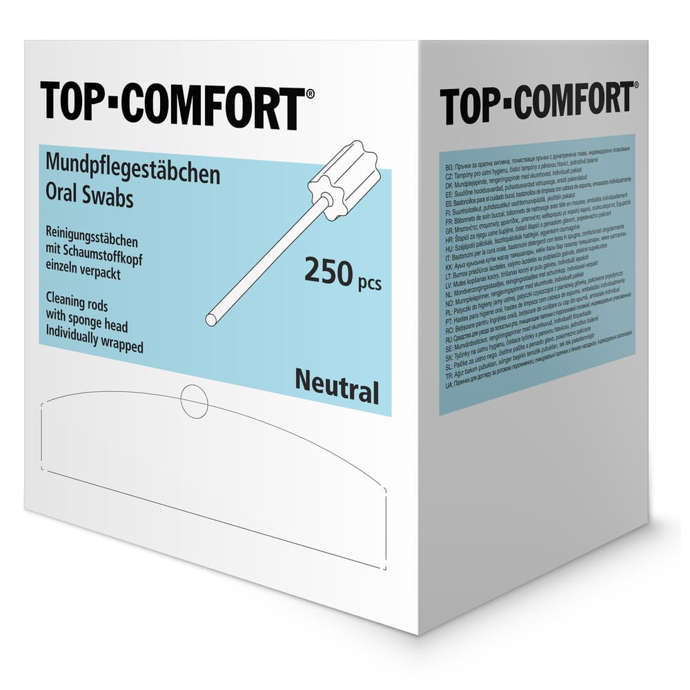 PP Mundpflegestäbchen mit PU Schwamm, 100 mm, Geschmack neutral, Kopf grün, Top-Comfort