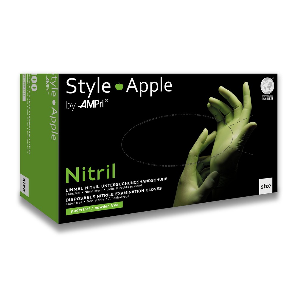Nitrilhandschuhe, apfelgrün, grün, Größe S, puderfrei, Style Apple by Med-Comfort