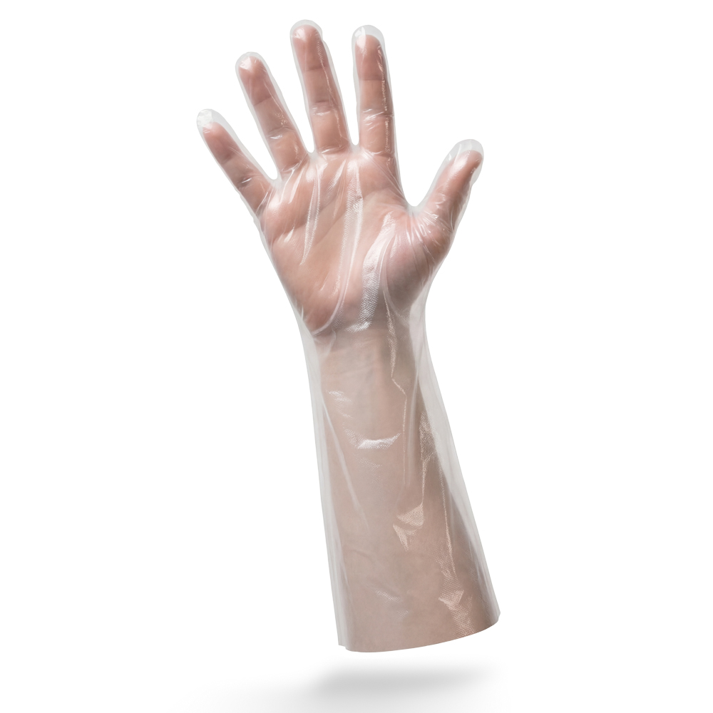 PE Handschuh, transparent, milchig, Größe unisize, gehämmert, Med-Comfort