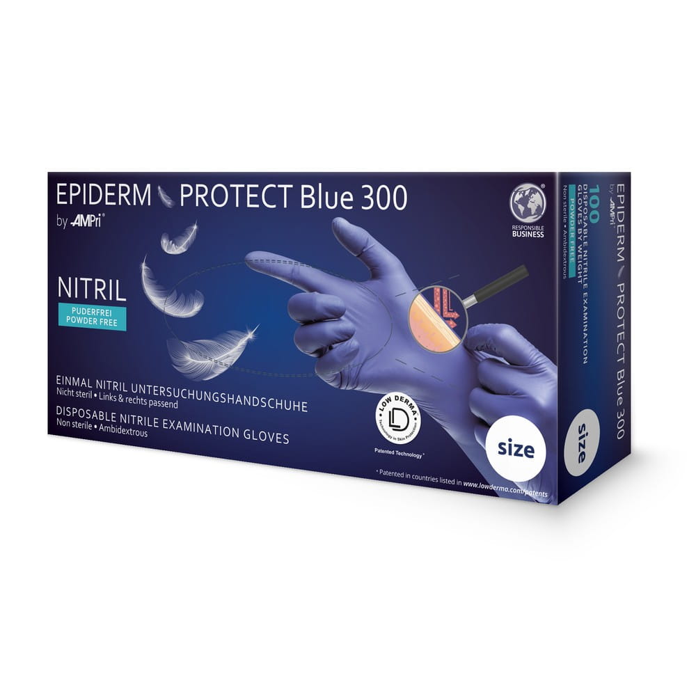 Nitrilhandschuhe, blau, Größe XL, puderfrei, Epiderm Protect Blue 300 by Med-Comfort