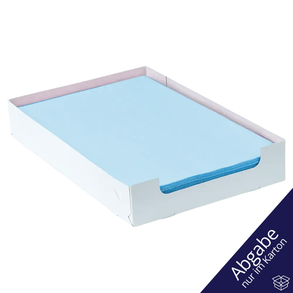 Einweg Tray-Filterpapier in der Box, 18 x 28 cm, Farbe hellblau, blau, hellgrün, Zellstoff