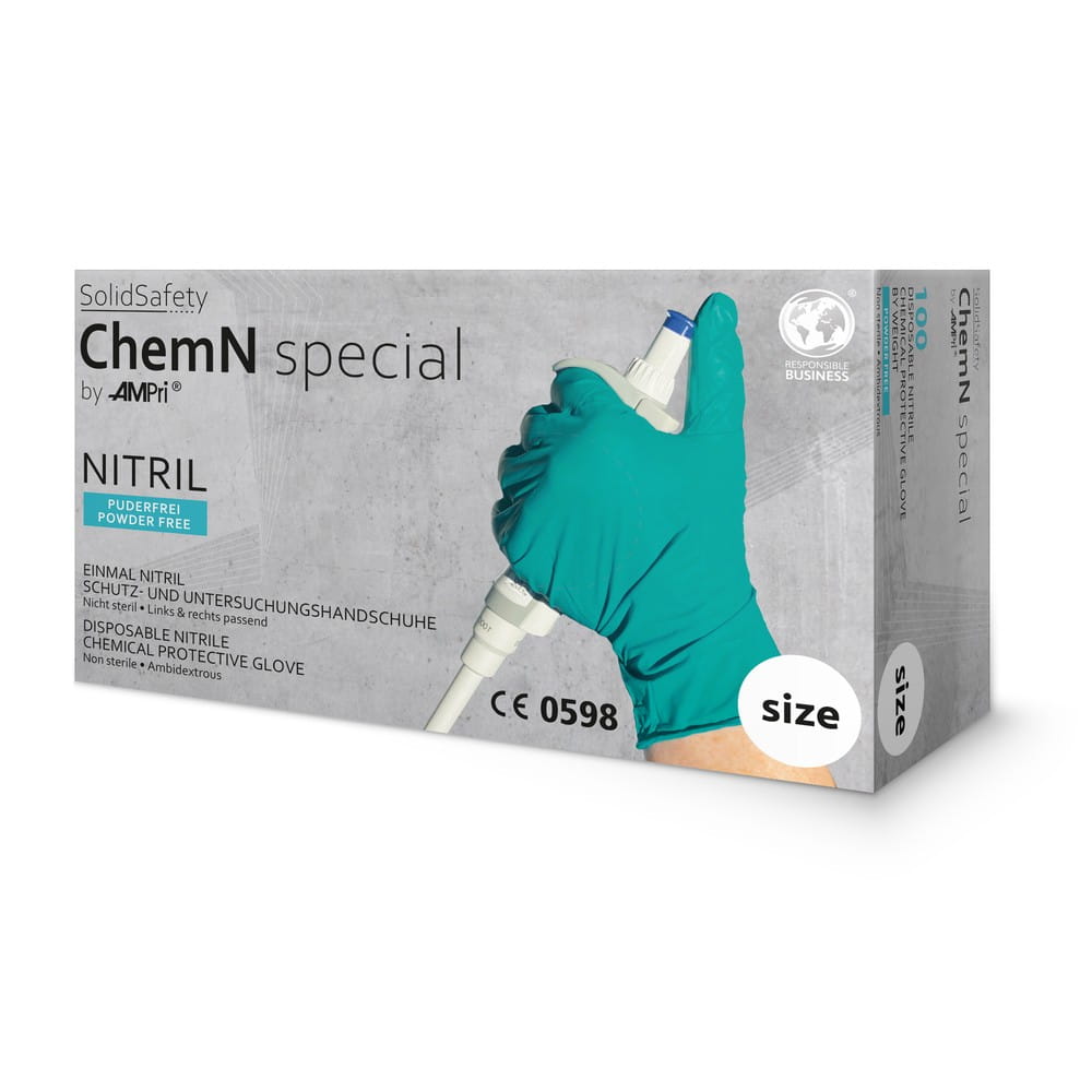 Einmalhandschuhe aus Nitril, Größe XXL, grün, Solidsafety Chemn Special