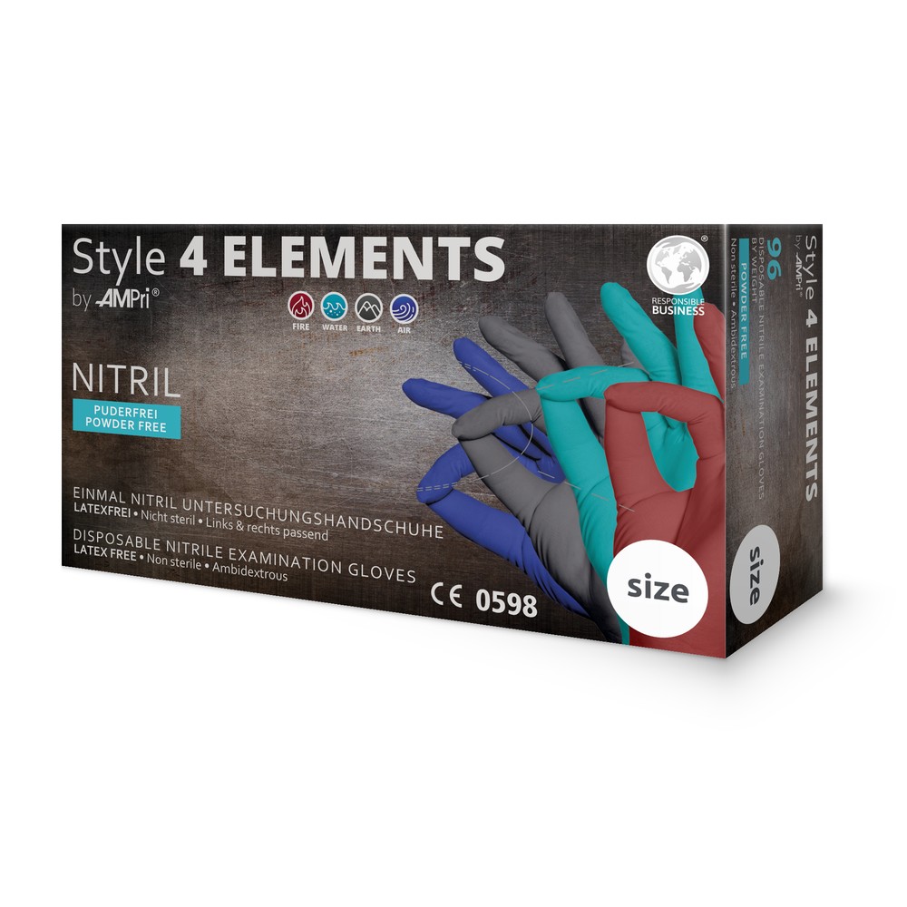 Nitrilhandschuhe, bunt, Farbenmix, Größe XL, puderfrei, Style 4 Elements by AMPri