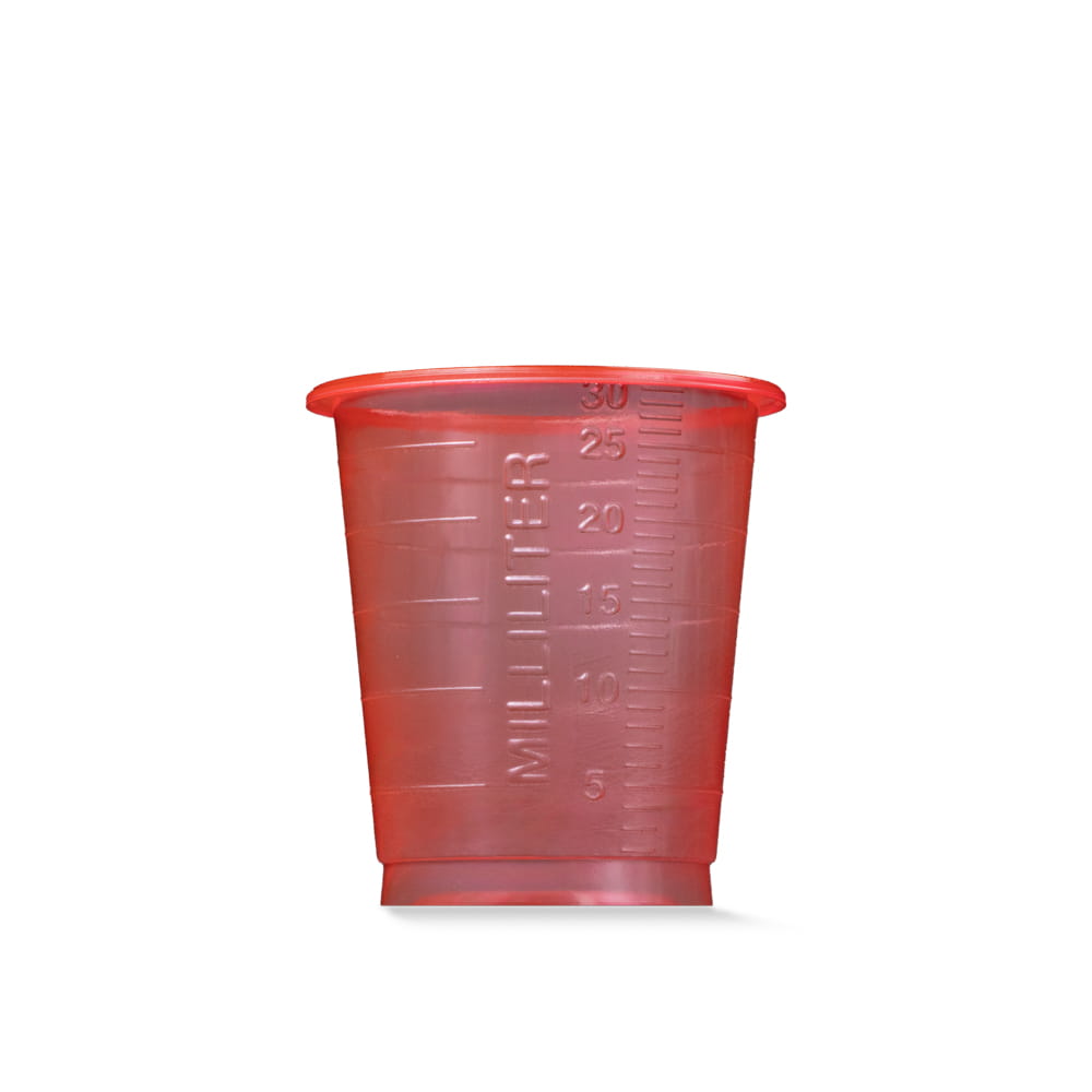 PP Einmal Medizinbecher, 30 ml, graduiert, rot, Med-Comfort Basic