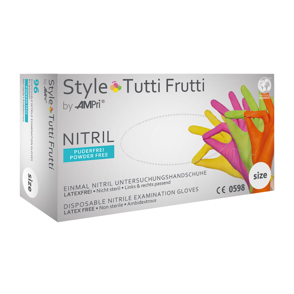 Nitrilhandschuhe, bunt, Farbenmix, Größe XL, puderfrei, Style tutti frutti by Med-Comfort Nitrilhandschuhe, bunt, Farbenmix, Größe XL, puderfrei, Style tutti frutti by Med-Comfort