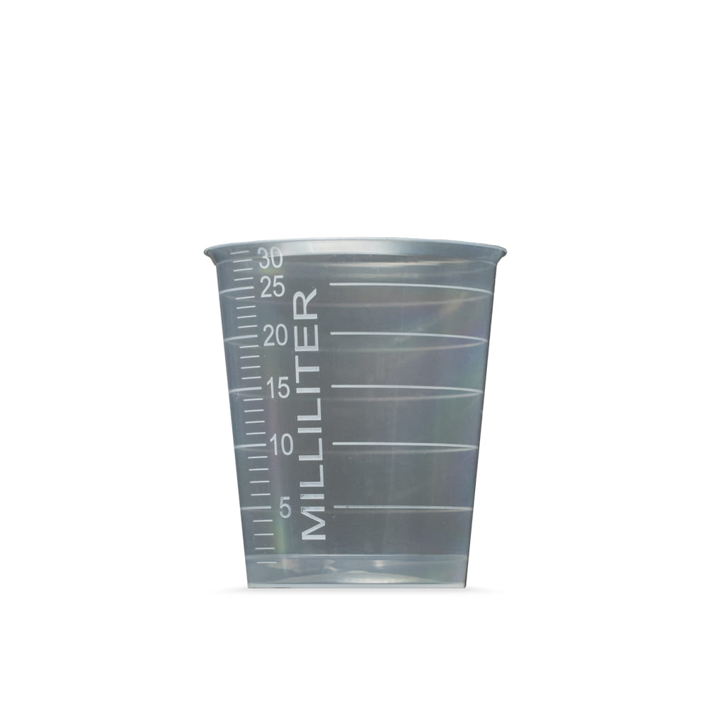 PP Medizinbecher, Farbe transparent, milchig, 30 ml, graduiert