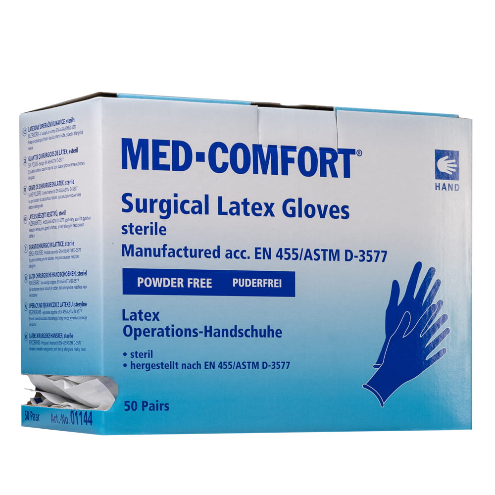 OP-Handschuhe, Latex Einmalhandschuhe, puderfrei, weiß, Gr. 8,0, Med-Comfort
