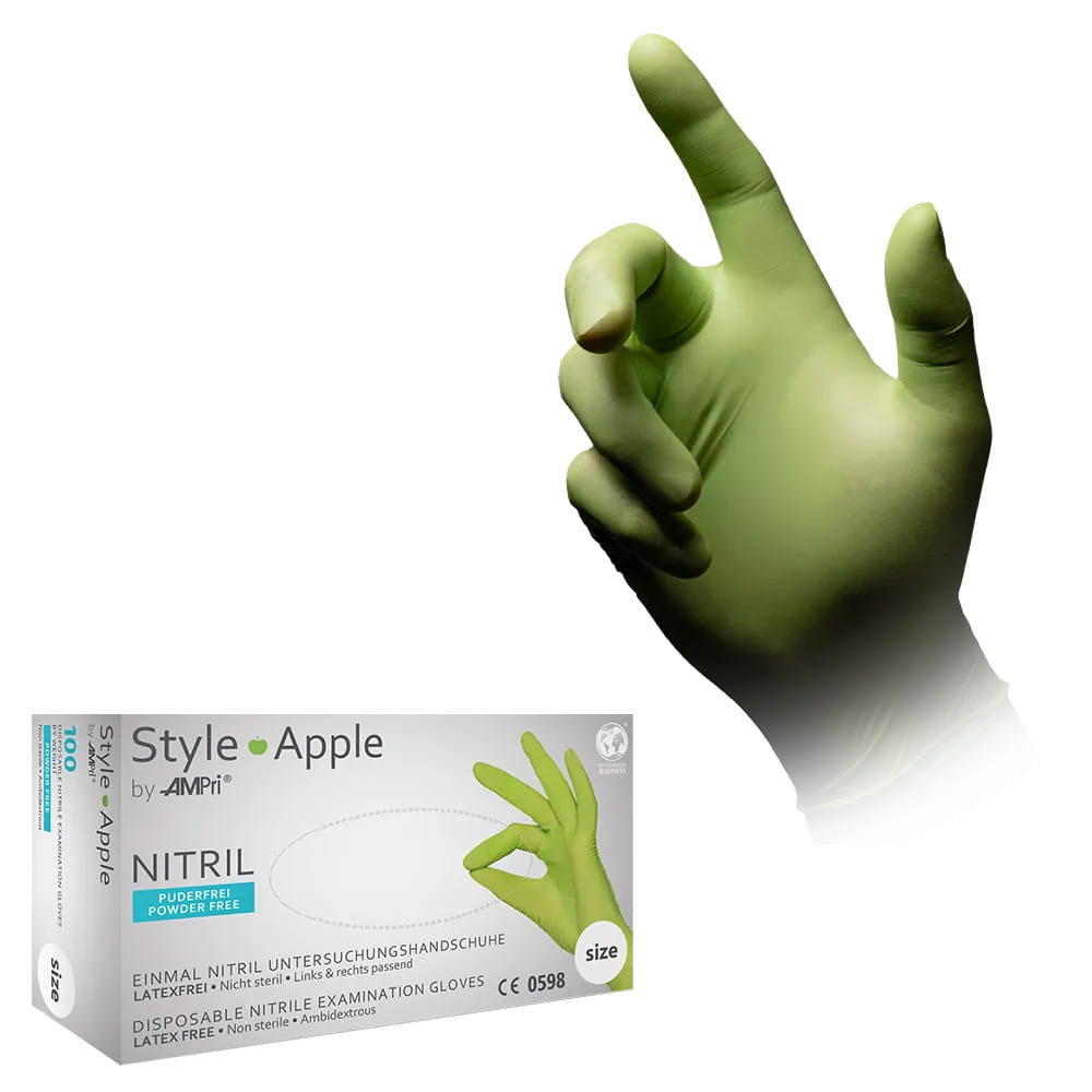 Nitrilhandschuhe, apfelgrün, grün, Größe M, puderfrei, Style Apple by Med-Comfort Nitrilhandschuhe, apfelgrün, grün, Größe M, puderfrei, Style Apple by Med-Comfort