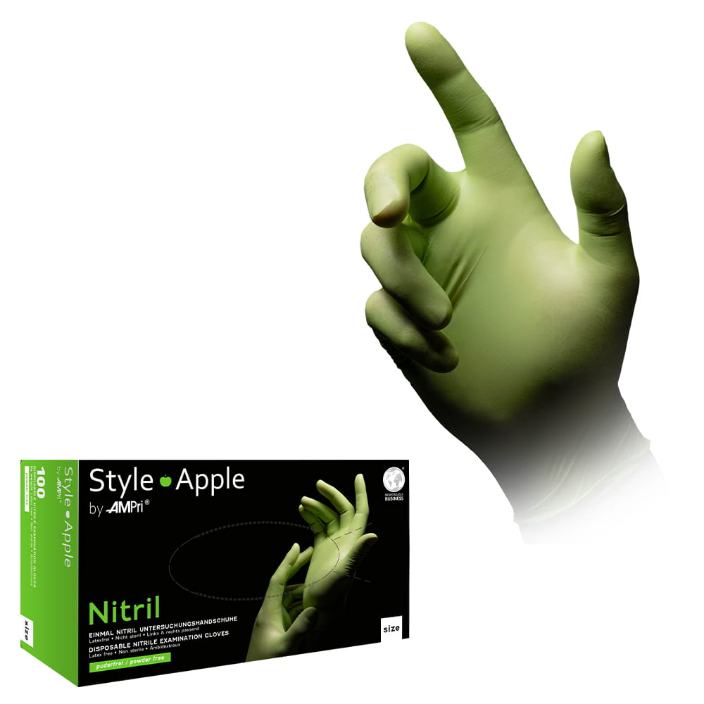 Nitrilhandschuhe, apfelgrün, grün, Größe XL, puderfrei, Style Apple by Med-Comfort
