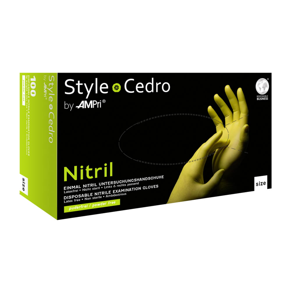 Nitrilhandschuhe, cedro, grün, Größe M, puderfrei, Style cedro by Med-Comfort