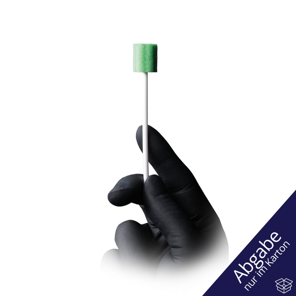 PP Mundpflegestäbchen mit PU Schwamm, 100 mm, Geschmack neutral, Kopf grün, Top-Comfort