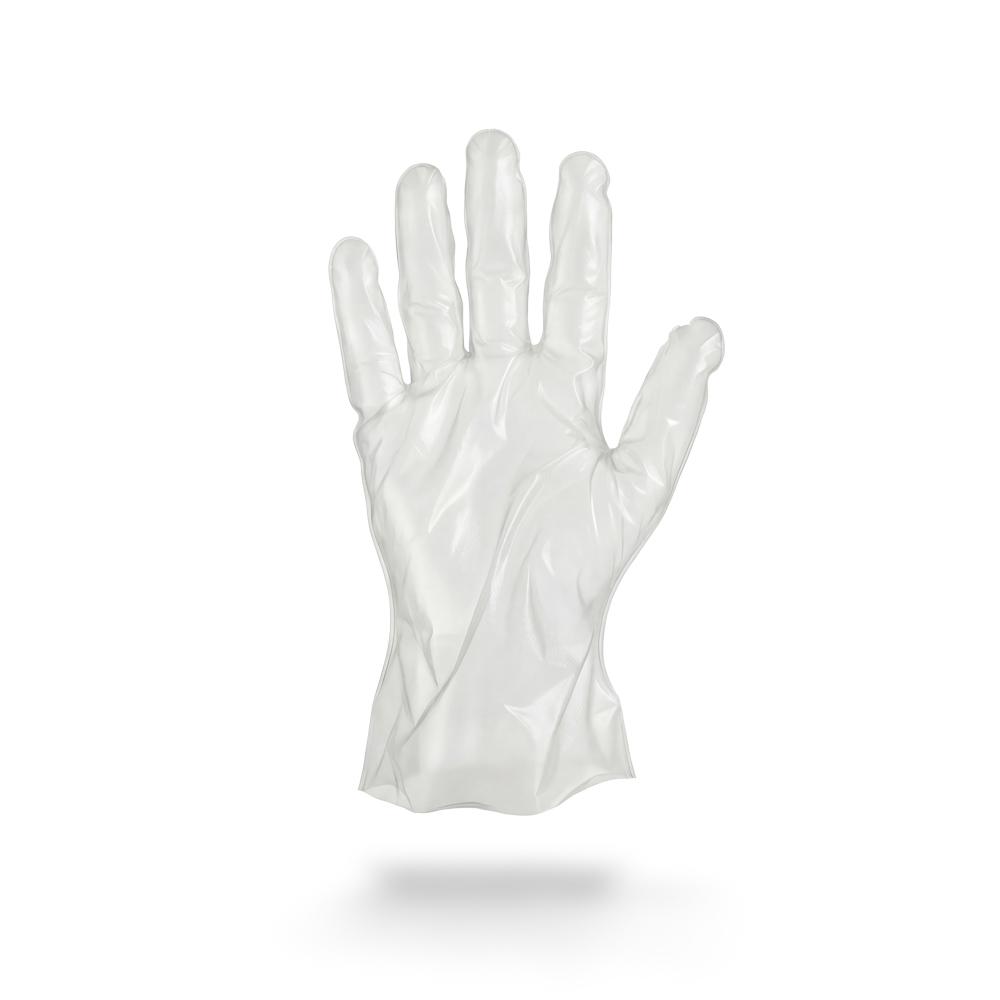 PE Handschuh, transparent, milchig, Größe S (Damen), gehämmert, Med-Comfort