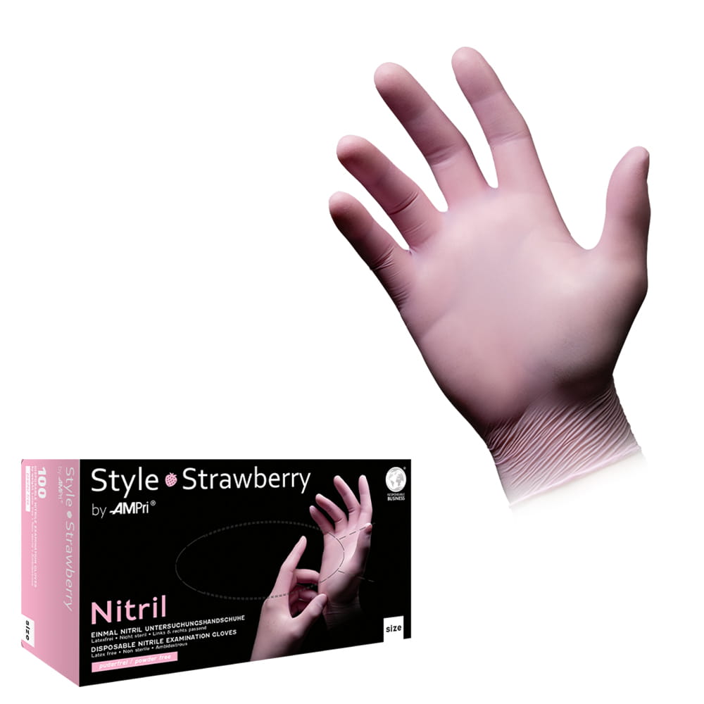 Nitrilhandschuhe, rosa, Größe M, puderfrei, Style Strawberry by Med-Comfort