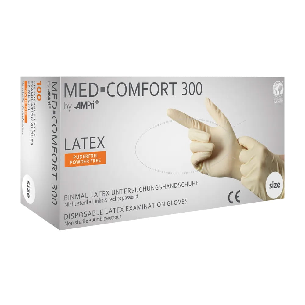 Latexhandschuhe, weiß, Größe L, puderfrei, Med-Comfort 300