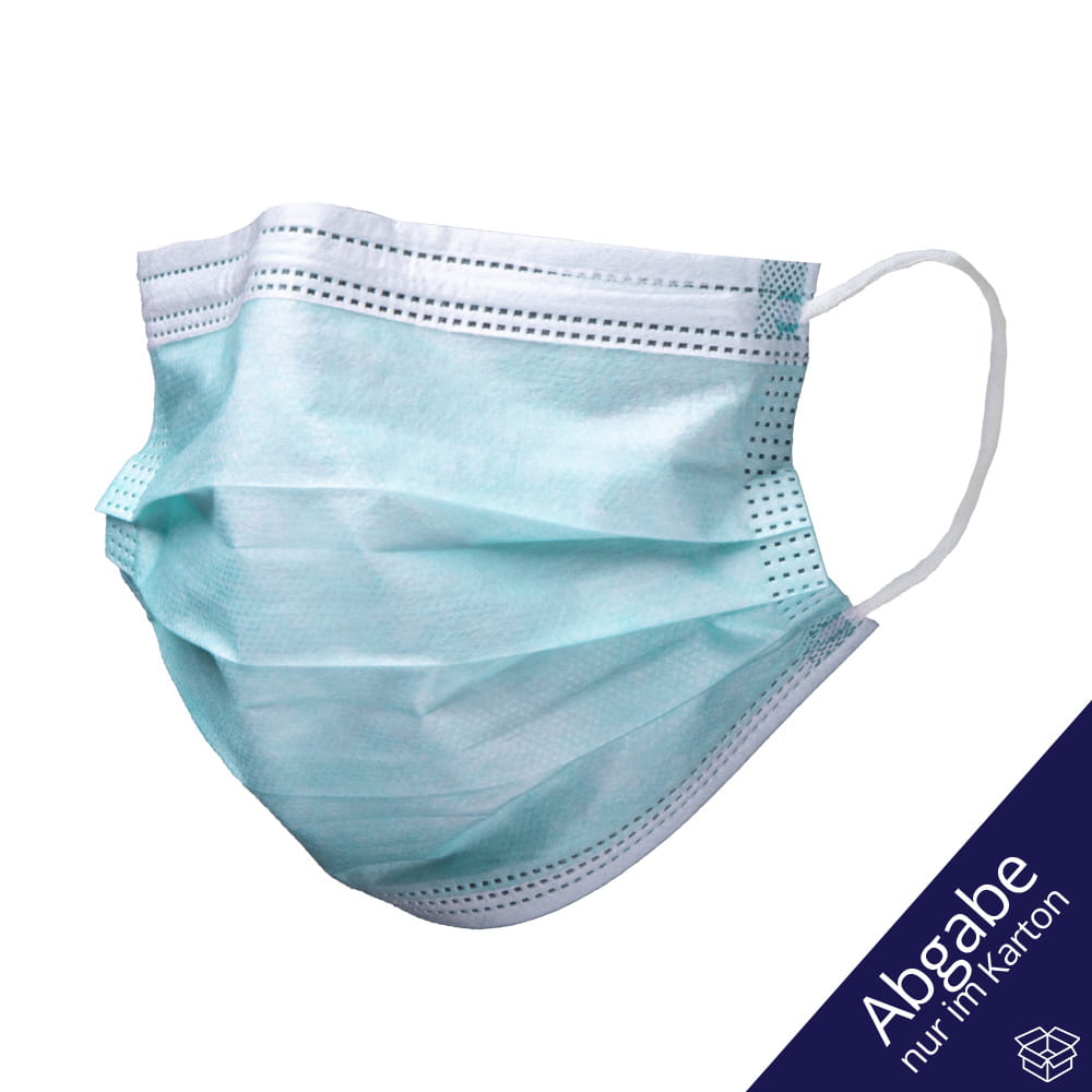 OP Maske, grün, 3-lagig, Typ II, mit Elastikbändern, Basic-Plus