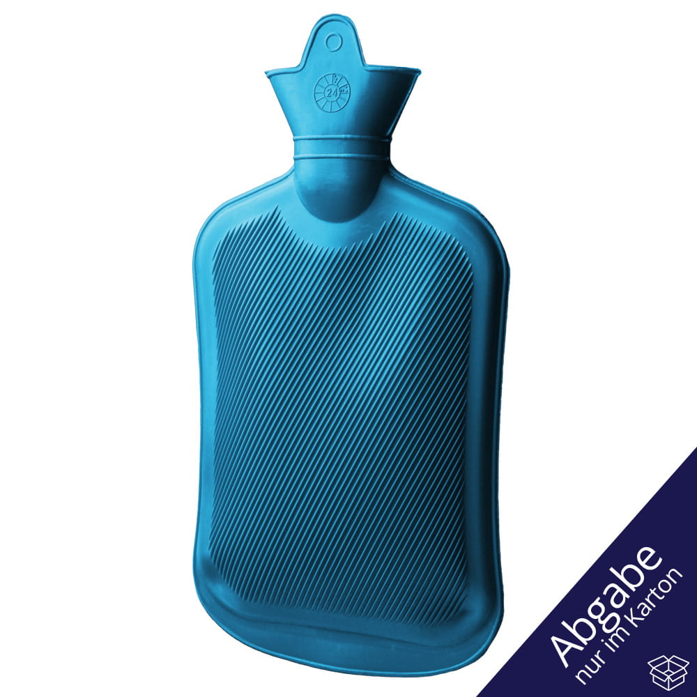 Wärmflasche, blau, Gummi, mit Schraubverschluss
