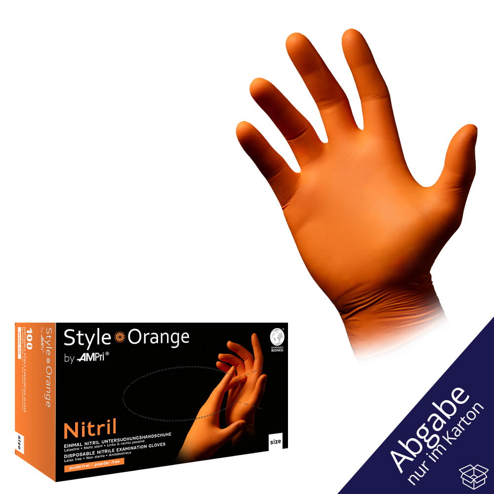Nitrilhandschuhe, orange, Größe M, puderfrei, Style orange by Med-Comfort