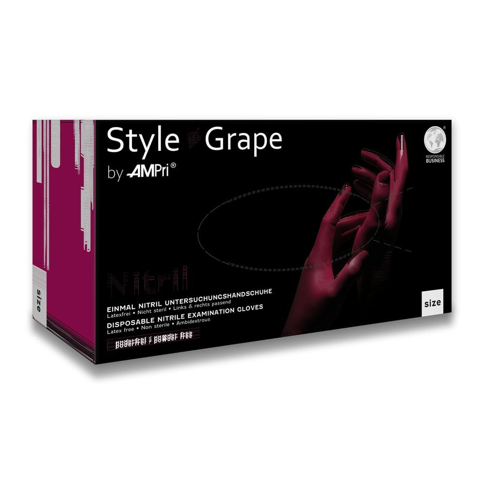 Nitrilhandschuhe, bordeaux, rot, Größe M, puderfrei, Style Grape by Med-Comfort