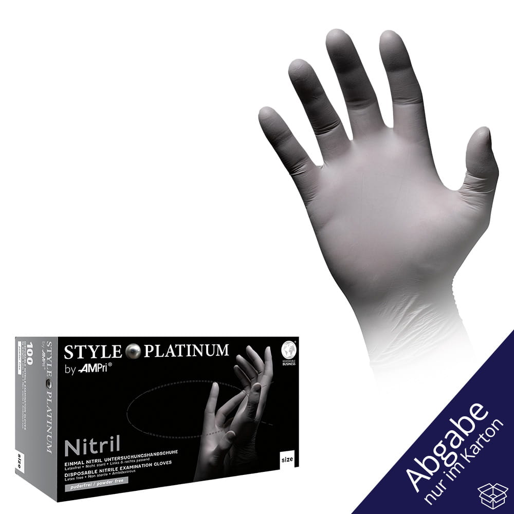 Nitrilhandschuhe, silbergrau, platinum, Größe M, puderfrei, Style PLATINUM by Med-Comfort