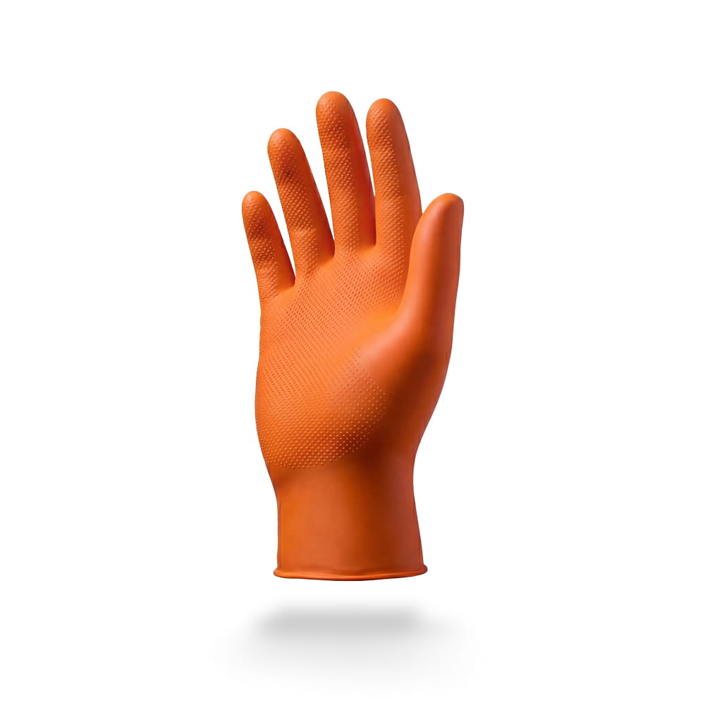 High Grip Einmalhandschuh aus Nitril, Größe L, orange, SolidSafety
