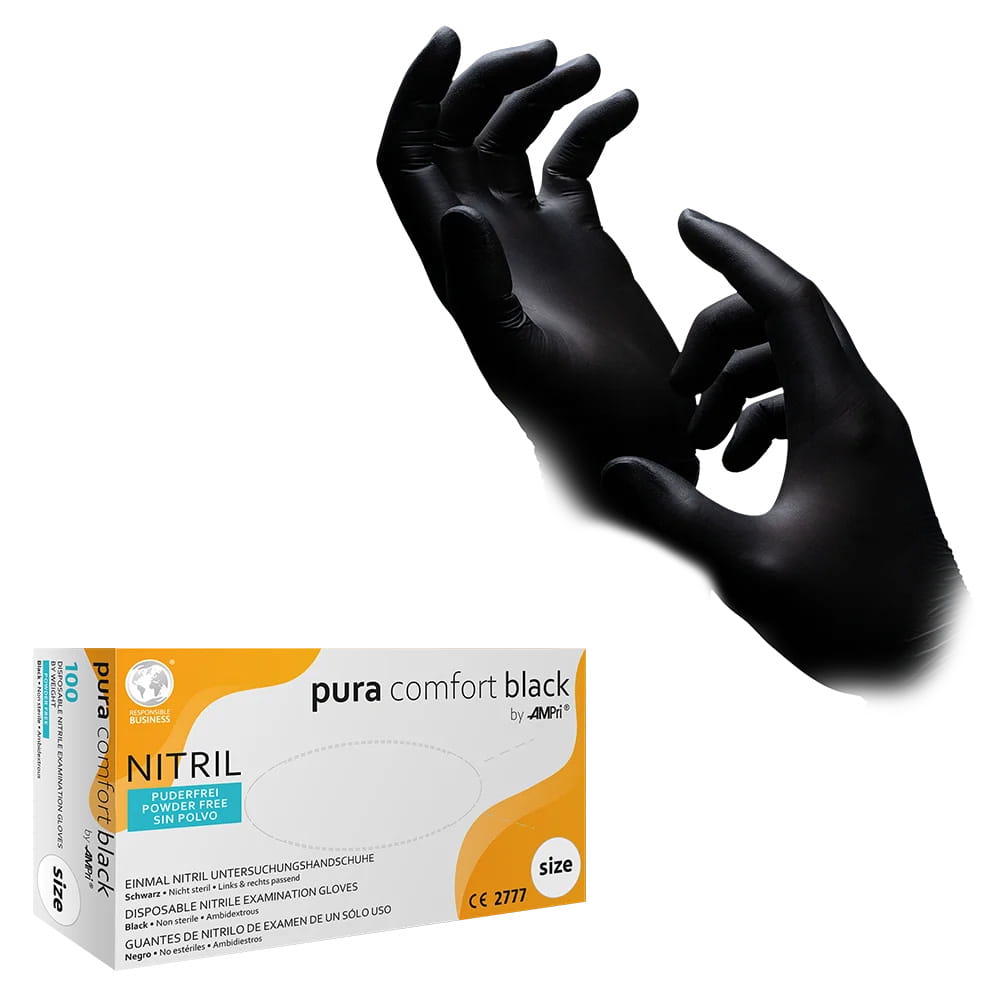 Nitrilhandschuhe, schwarz, Größe M, puderfrei, Puracomfort Black Nitrilhandschuhe, schwarz, Größe M, puderfrei, Puracomfort Black