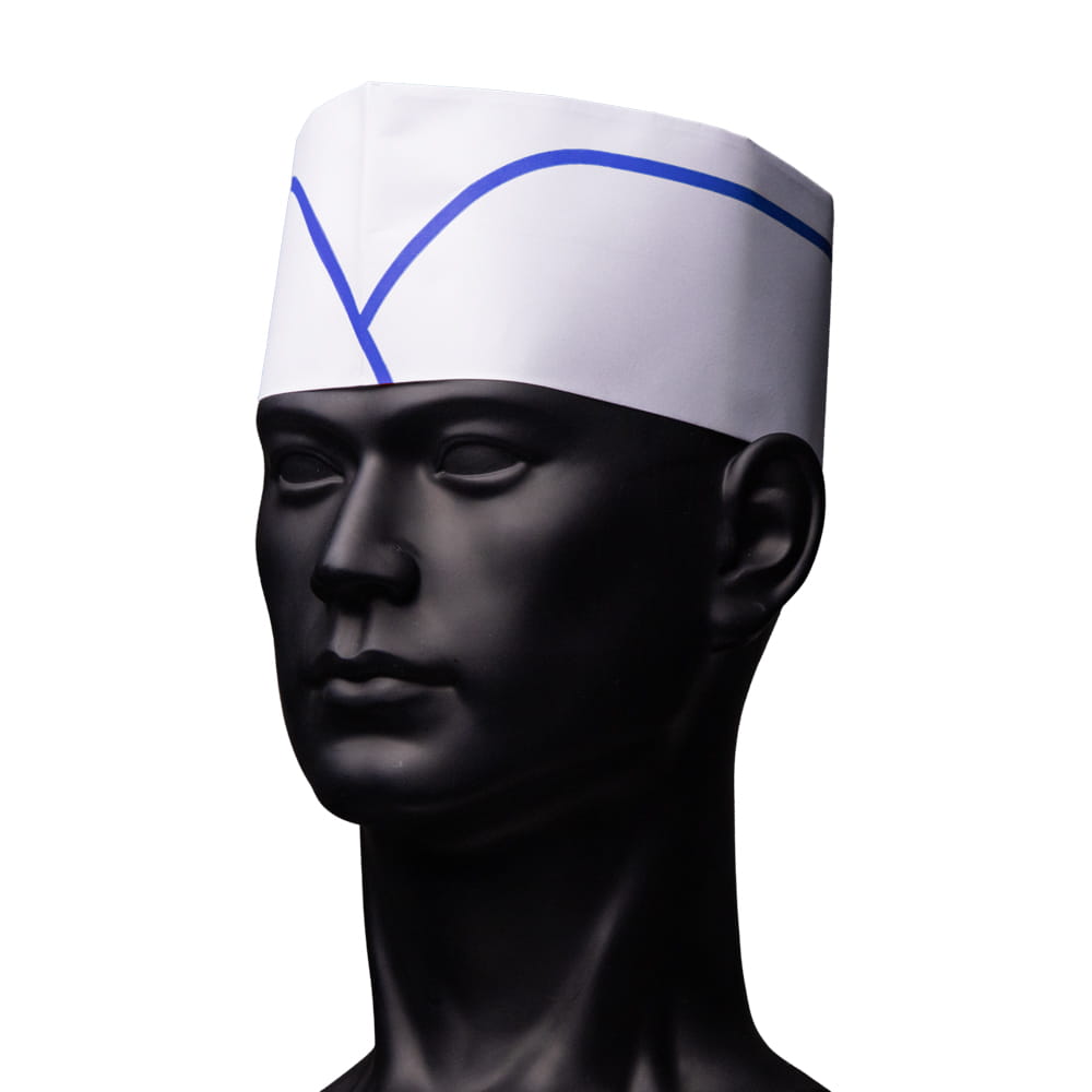 Papierschiffchen mit Vlieskrone, Farbe weiß mit blauem Streifen