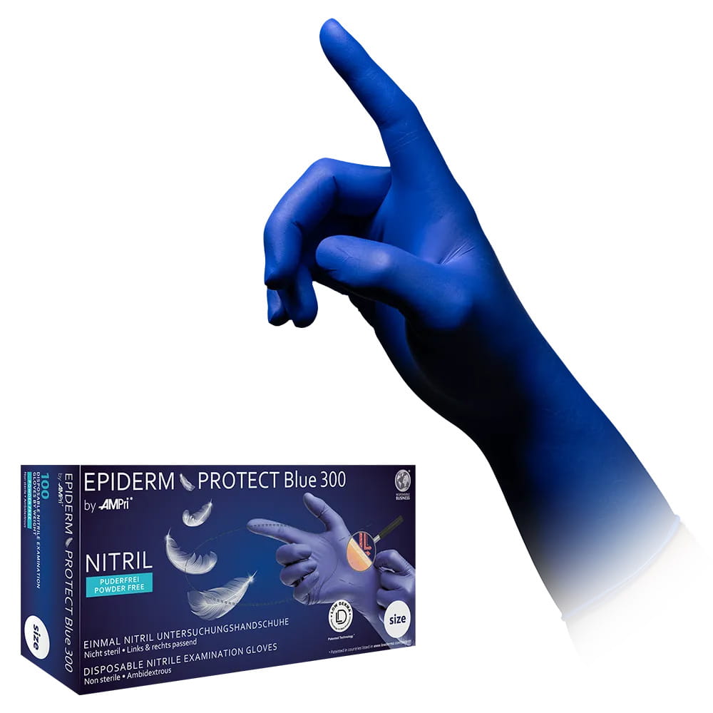 Nitrilhandschuhe, blau, Größe XL, puderfrei, Epiderm Protect Blue 300 by Med-Comfort Nitrilhandschuhe, blau, Größe XL, puderfrei, Epiderm Protect Blue 300 by Med-Comfort
