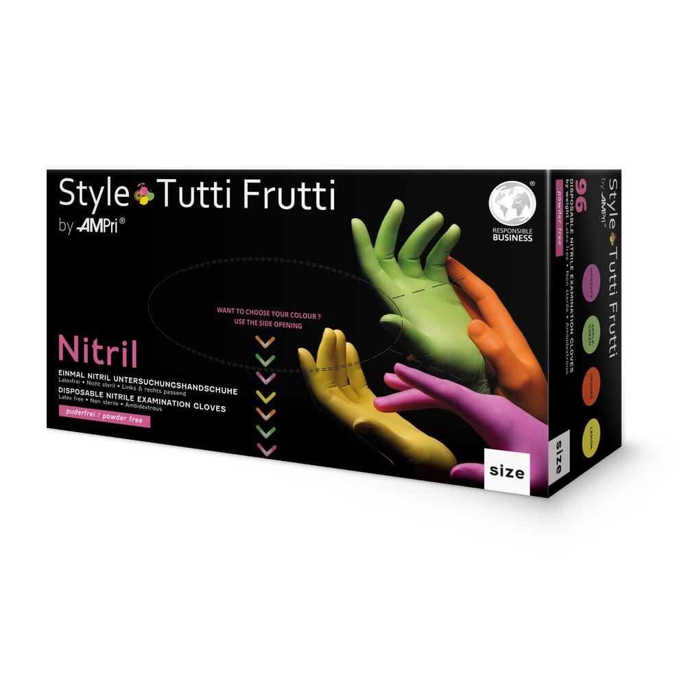 Nitrilhandschuhe, bunt, Farbenmix, Größe S, puderfrei, Style tutti frutti by Med-Comfort