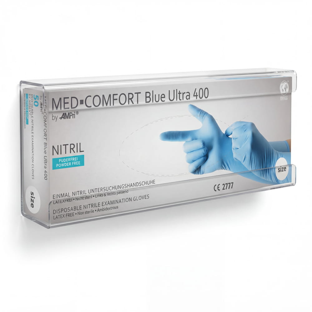 Einmalhandschuh Spender, Handschuh-Dispenserhalter, 401 x 136 x 51 mm, transparent, milchig, Acryl